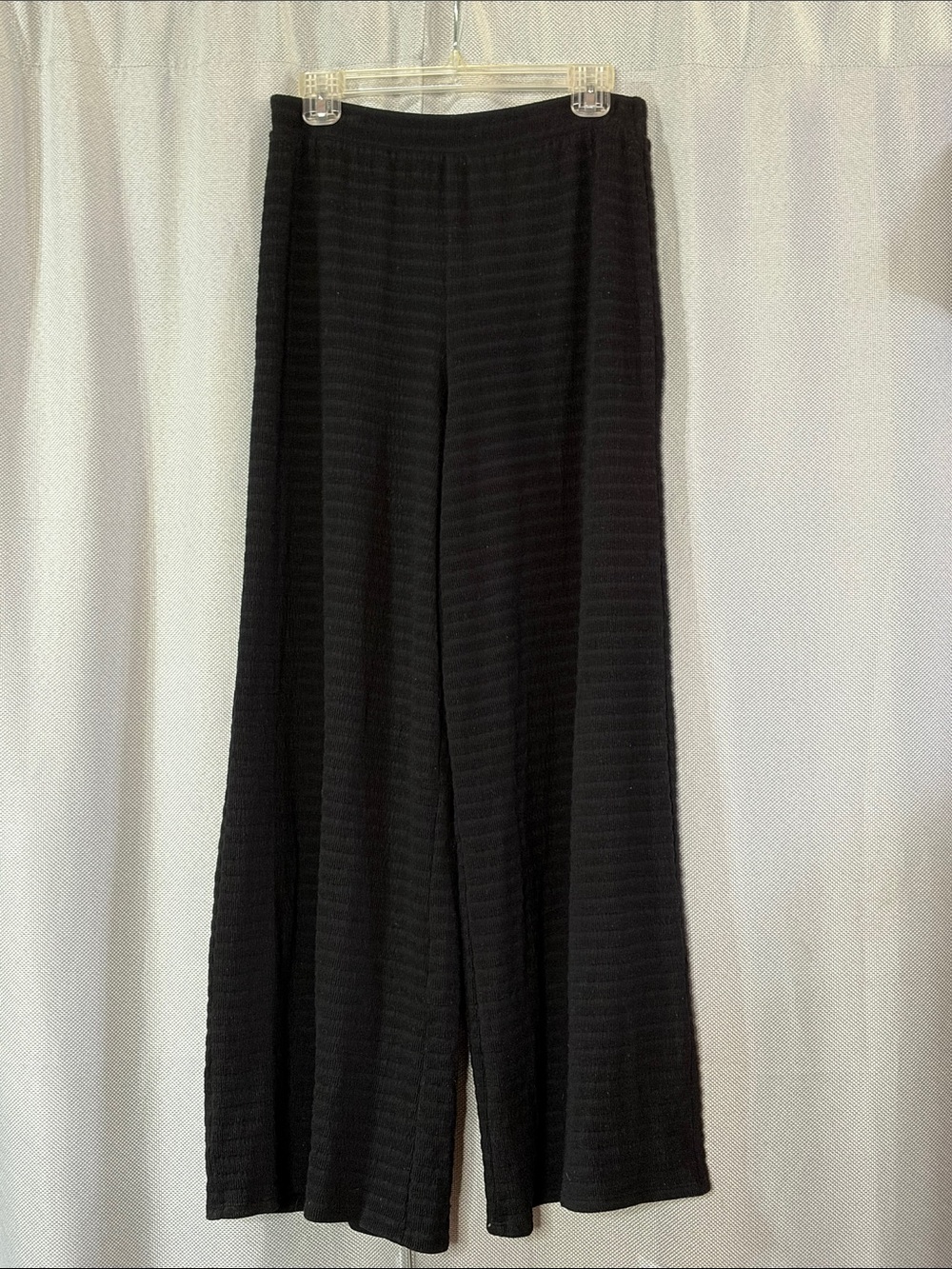 Lulu's Black Wide Leg Textured Knit Pants